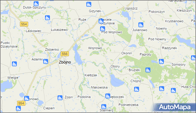 mapa Kazimierzewo gmina Zbójno, Kazimierzewo gmina Zbójno na mapie Targeo
