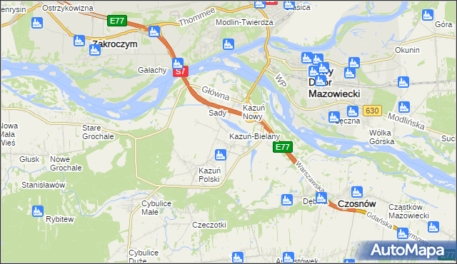 mapa Kazuń-Bielany, Kazuń-Bielany na mapie Targeo