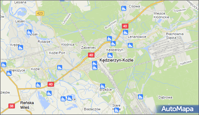 mapa Kędzierzyna-Koźle, Kędzierzyn-Koźle na mapie Targeo
