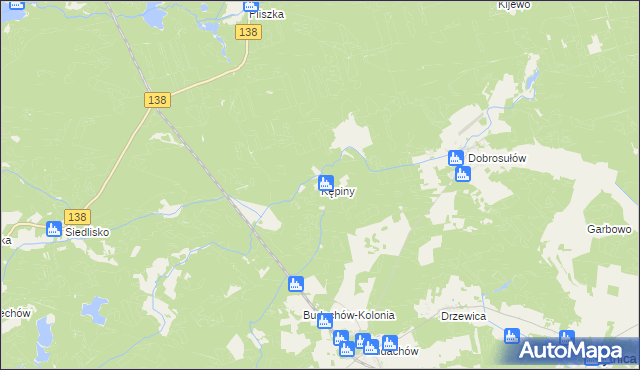 mapa Kępiny gmina Bytnica, Kępiny gmina Bytnica na mapie Targeo