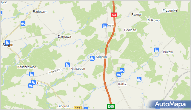 mapa Kępsko gmina Świebodzin, Kępsko gmina Świebodzin na mapie Targeo