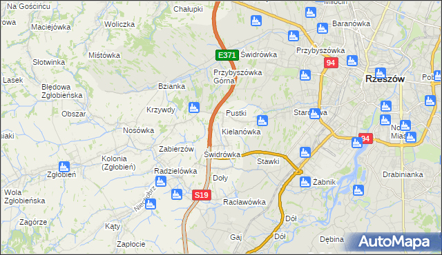 mapa Kielanówka, Kielanówka na mapie Targeo