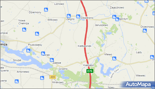 mapa Kiełbasinek, Kiełbasinek na mapie Targeo