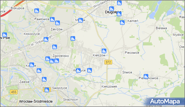 mapa Kiełczów, Kiełczów na mapie Targeo