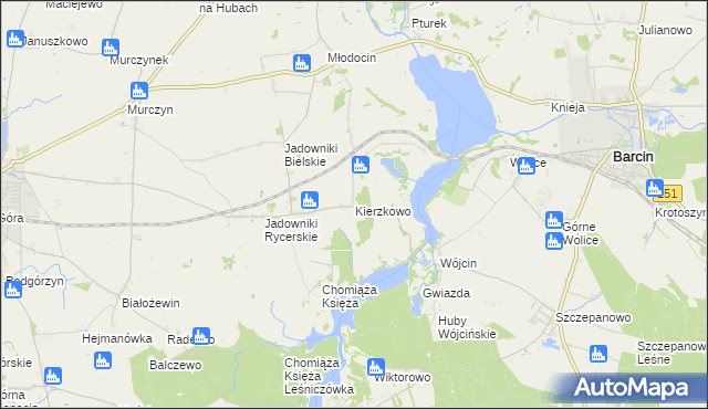 mapa Kierzkowo gmina Żnin, Kierzkowo gmina Żnin na mapie Targeo