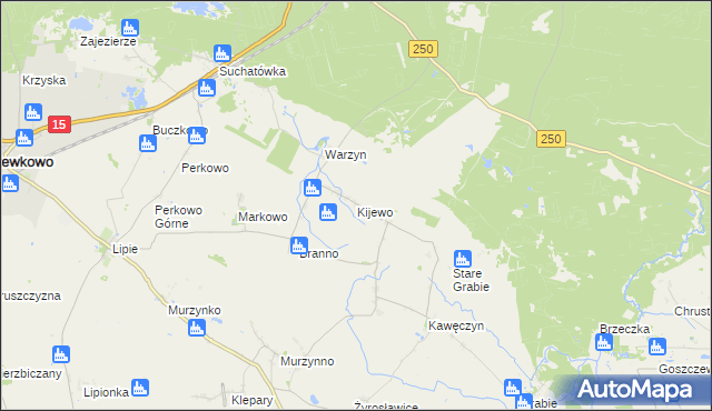 mapa Kijewo gmina Gniewkowo, Kijewo gmina Gniewkowo na mapie Targeo