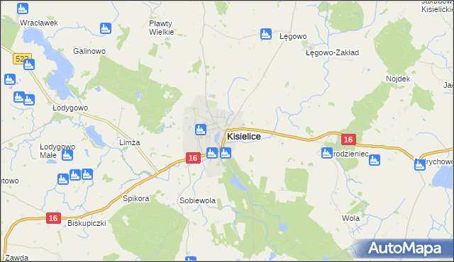 mapa Kisielice, Kisielice na mapie Targeo