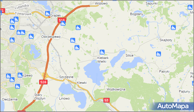 mapa Klebark Wielki, Klebark Wielki na mapie Targeo