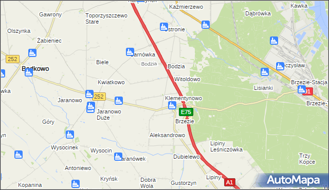 mapa Klementynowo, Klementynowo na mapie Targeo