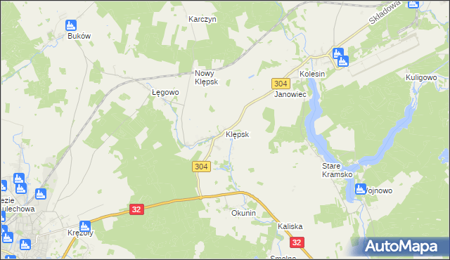 mapa Klępsk, Klępsk na mapie Targeo