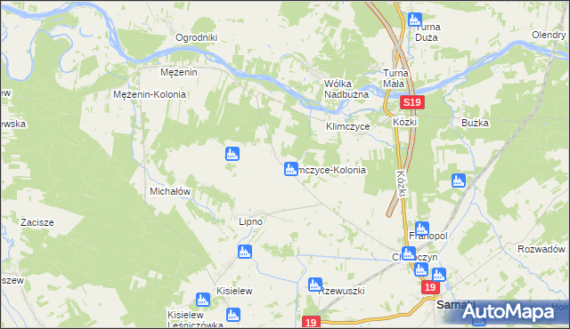 mapa Klimczyce-Kolonia, Klimczyce-Kolonia na mapie Targeo