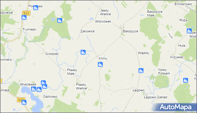 mapa Klimy gmina Kisielice, Klimy gmina Kisielice na mapie Targeo
