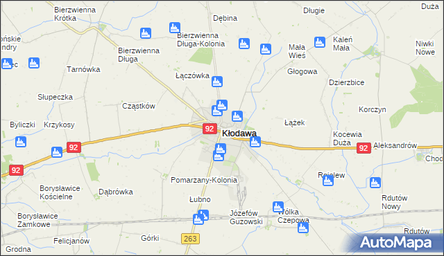 mapa Kłodawa powiat kolski, Kłodawa powiat kolski na mapie Targeo