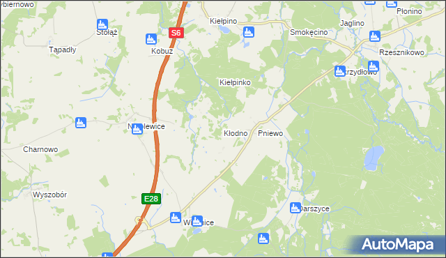 mapa Kłodno gmina Płoty, Kłodno gmina Płoty na mapie Targeo