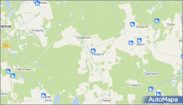 mapa Kłodzino gmina Rąbino, Kłodzino gmina Rąbino na mapie Targeo