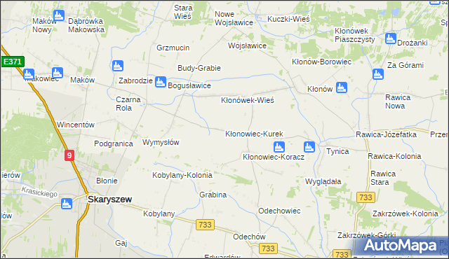mapa Kłonowiec-Kurek, Kłonowiec-Kurek na mapie Targeo