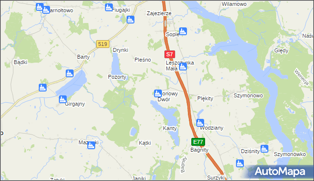 mapa Klonowy Dwór, Klonowy Dwór na mapie Targeo