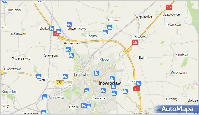 mapa Kłopot gmina Inowrocław, Kłopot gmina Inowrocław na mapie Targeo