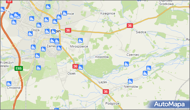mapa Kłopotów gmina Lubin, Kłopotów gmina Lubin na mapie Targeo