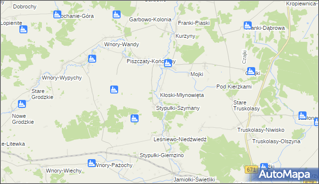 mapa Kłoski-Młynowięta, Kłoski-Młynowięta na mapie Targeo