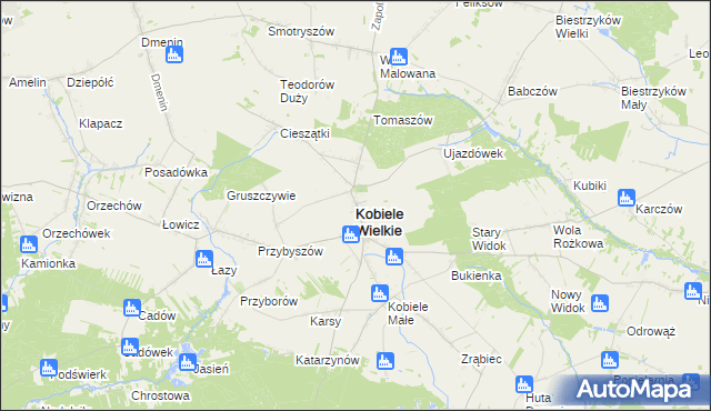 mapa Kobiele Wielkie, Kobiele Wielkie na mapie Targeo