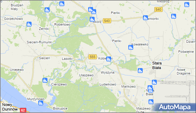mapa Kobierniki gmina Stara Biała, Kobierniki gmina Stara Biała na mapie Targeo