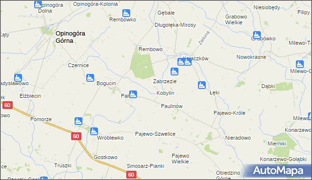 mapa Kobylin gmina Opinogóra Górna, Kobylin gmina Opinogóra Górna na mapie Targeo