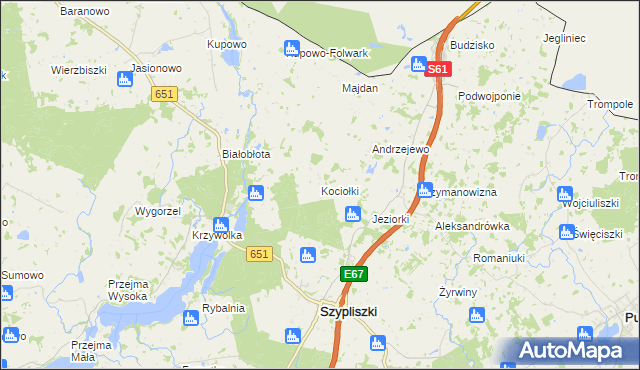 mapa Kociołki gmina Szypliszki, Kociołki gmina Szypliszki na mapie Targeo