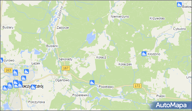 mapa Kołacz gmina Połczyn-Zdrój, Kołacz gmina Połczyn-Zdrój na mapie Targeo
