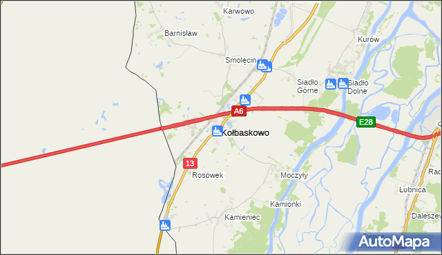 mapa Kołbaskowo, Kołbaskowo na mapie Targeo