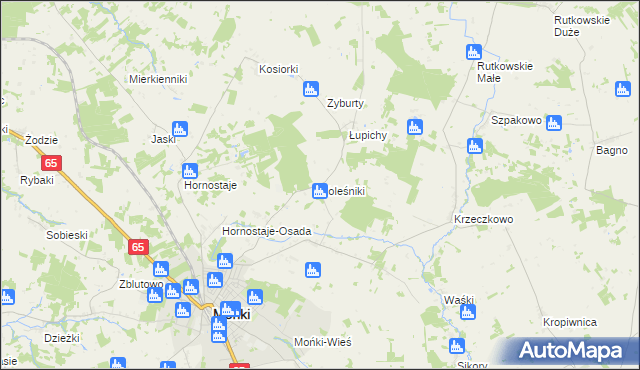 mapa Koleśniki gmina Mońki, Koleśniki gmina Mońki na mapie Targeo