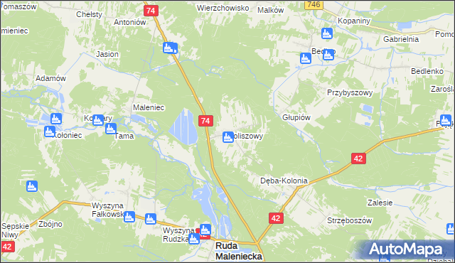 mapa Koliszowy, Koliszowy na mapie Targeo