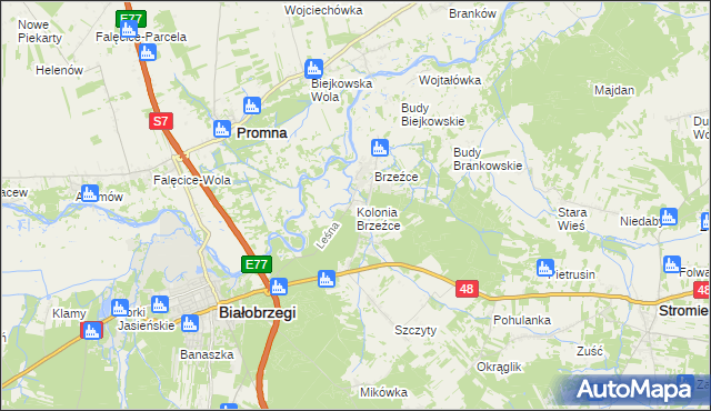 mapa Kolonia Brzeźce, Kolonia Brzeźce na mapie Targeo