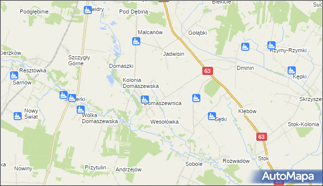 mapa Kolonia Domaszewnica, Kolonia Domaszewnica na mapie Targeo