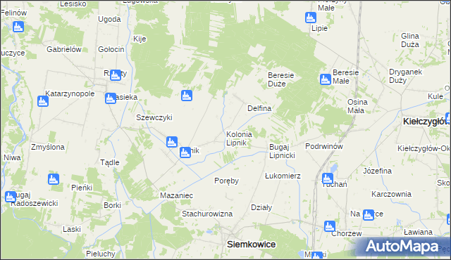 mapa Kolonia Lipnik gmina Siemkowice, Kolonia Lipnik gmina Siemkowice na mapie Targeo
