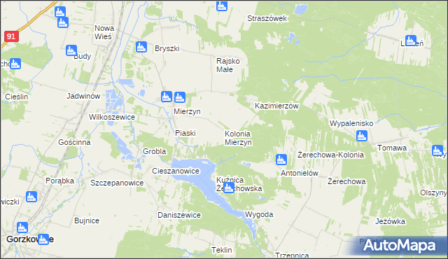 mapa Kolonia Mierzyn, Kolonia Mierzyn na mapie Targeo