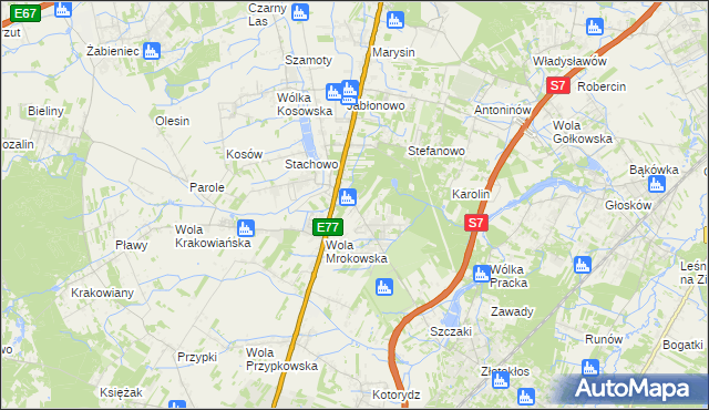 mapa Kolonia Mrokowska, Kolonia Mrokowska na mapie Targeo