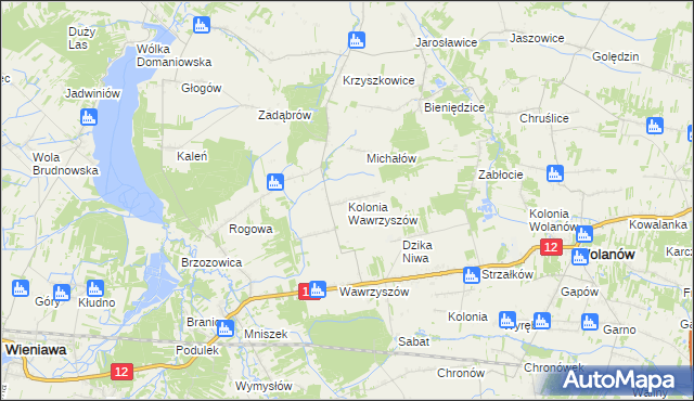 mapa Kolonia Wawrzyszów, Kolonia Wawrzyszów na mapie Targeo