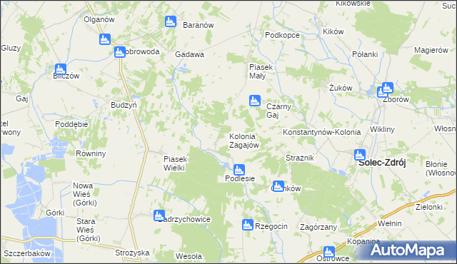 mapa Kolonia Zagajów, Kolonia Zagajów na mapie Targeo