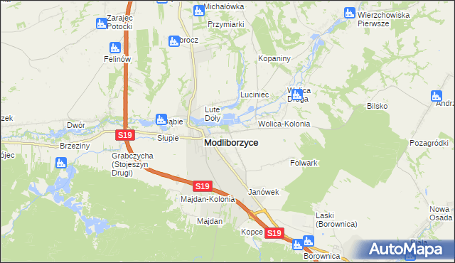 mapa Kolonia Zamek, Kolonia Zamek na mapie Targeo