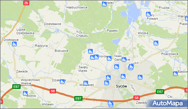 mapa Komorów gmina Syców, Komorów gmina Syców na mapie Targeo