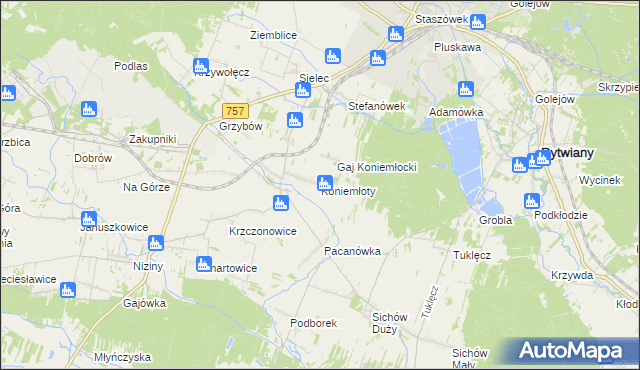 mapa Koniemłoty, Koniemłoty na mapie Targeo