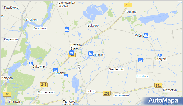 mapa Koninek gmina Wągrowiec, Koninek gmina Wągrowiec na mapie Targeo