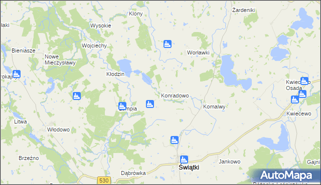 mapa Konradowo gmina Świątki, Konradowo gmina Świątki na mapie Targeo