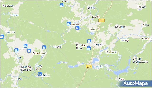 mapa Końskie Błota, Końskie Błota na mapie Targeo