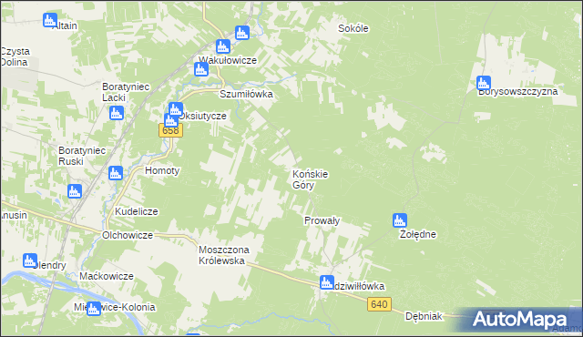 mapa Końskie Góry, Końskie Góry na mapie Targeo