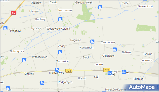mapa Konstancin gmina Góra Świętej Małgorzaty, Konstancin gmina Góra Świętej Małgorzaty na mapie Targeo