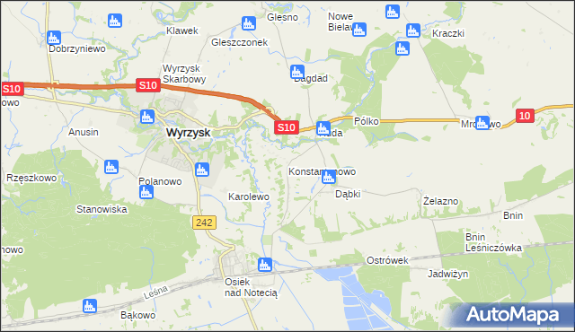mapa Konstantynowo gmina Wyrzysk, Konstantynowo gmina Wyrzysk na mapie Targeo