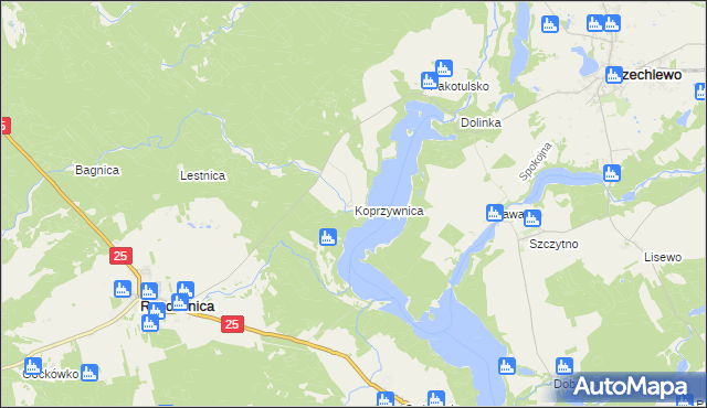 mapa Koprzywnica gmina Przechlewo, Koprzywnica gmina Przechlewo na mapie Targeo