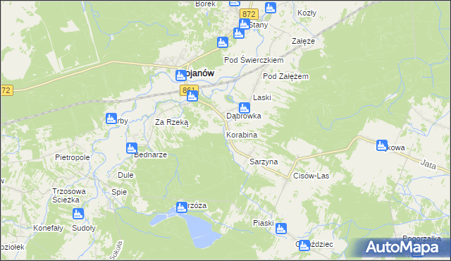 mapa Korabina, Korabina na mapie Targeo